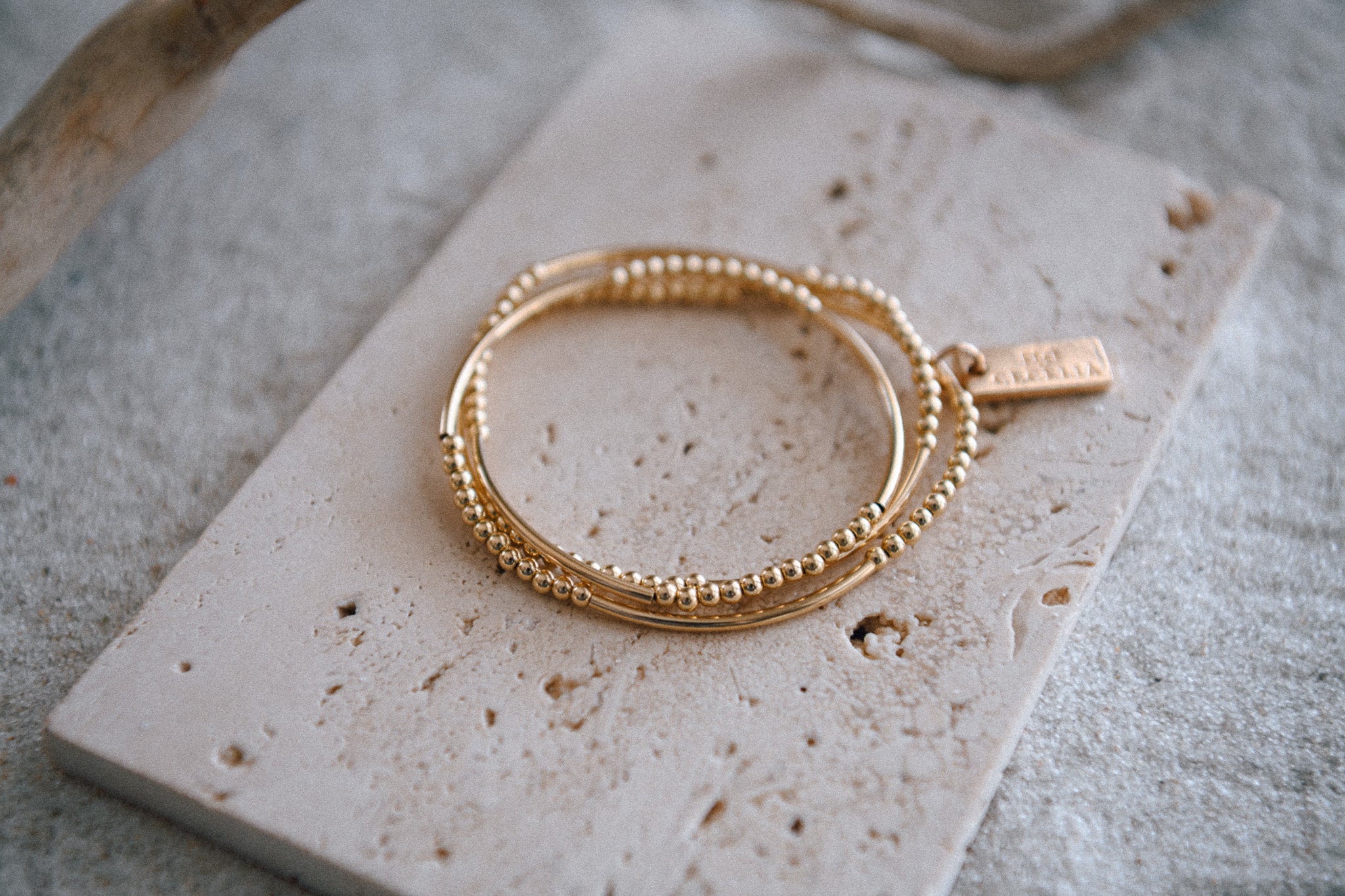 Gold Filled Triple Wrap Stretch Bracelet – Cecelia Designs Jewelry