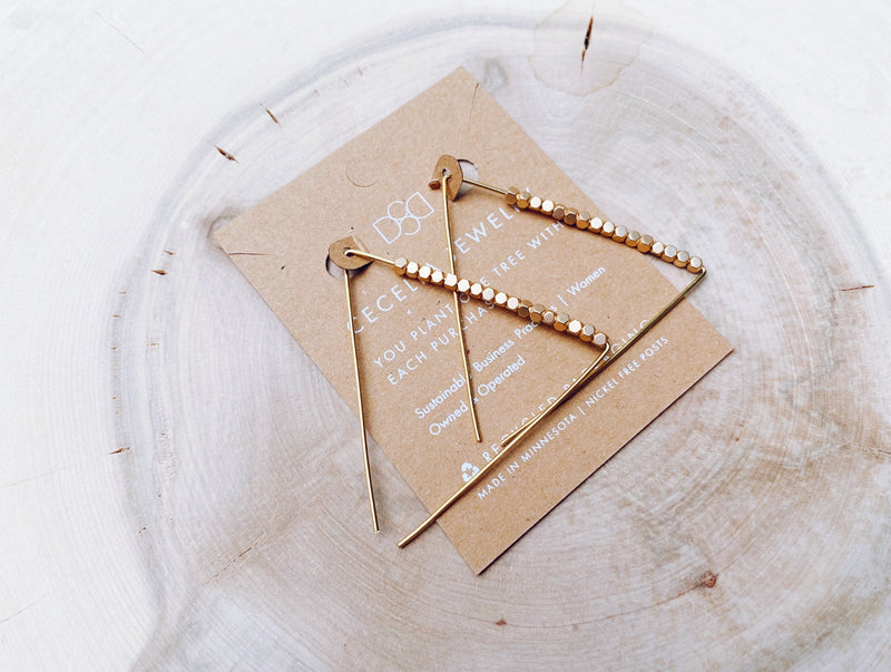Wire Bent Gold Filled Earrings in Small Triangle Style