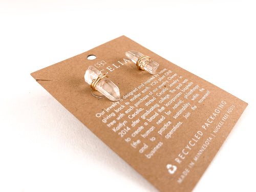 Wire Wrapped Stud Earrings in Gold Filled Diamond