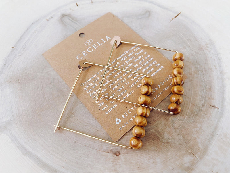 Square Hoop Earrings in Gold Plated Grey