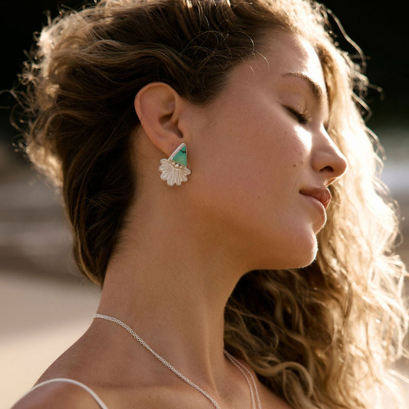 Sterling Silver Turquoise Daisy Sunrise Earrings