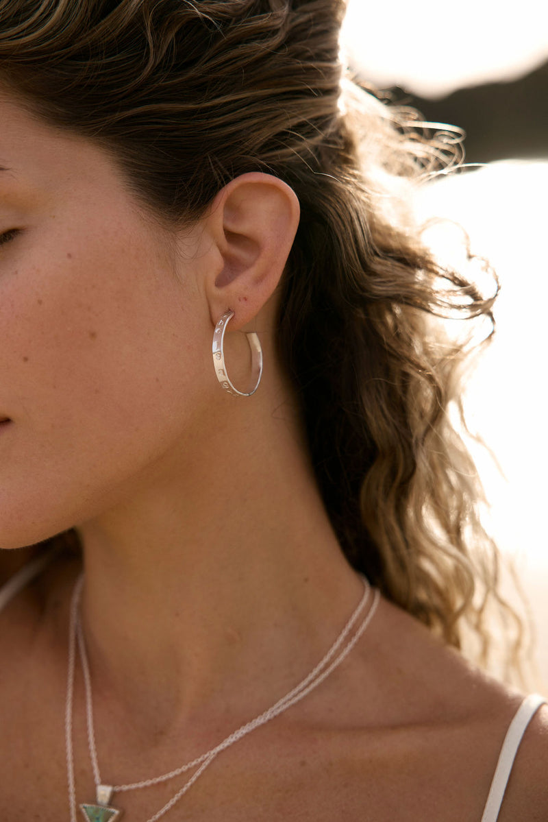 Sterling Silver Stamped Hoop Earrings "The Secret is Knowing You Have Everything"