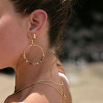 Sunrise Handcrafted Gold Plated Gemstone Hoop Earrings