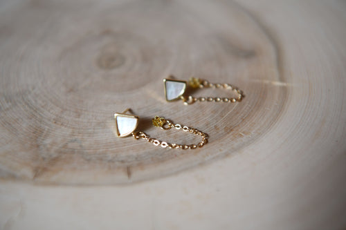 Double Sided Earrings in Gold Filled Round Cubic Zirconia