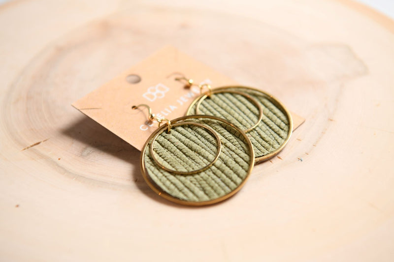 Sage Round Leather Earrings