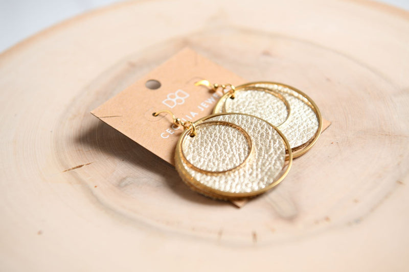 Sage Round Leather Earrings