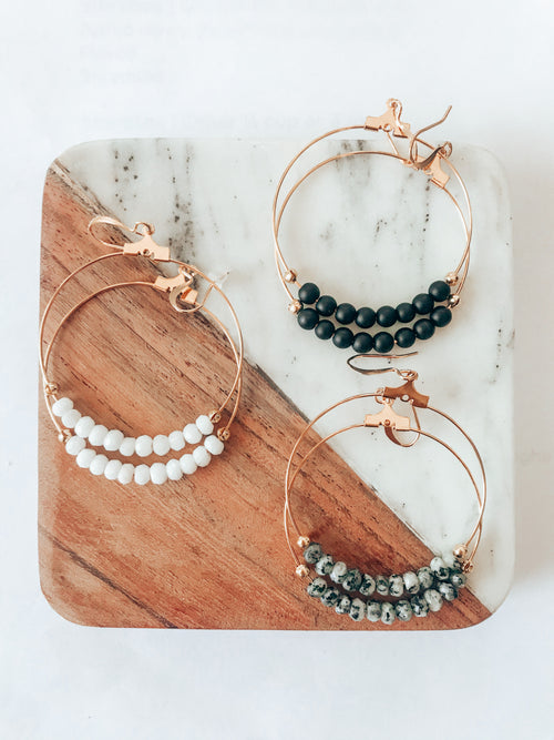 Amazonite Gemstone Hoop Earrings