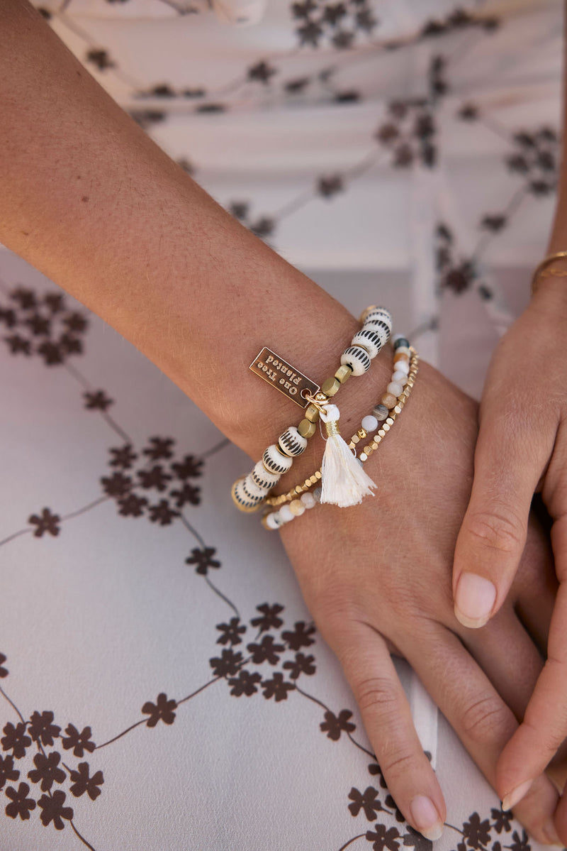 Cosmic Recycled Bead Stretch Bracelet