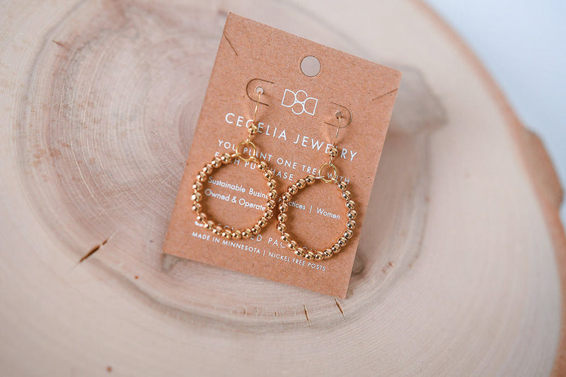 Small Beaded Hoops in Gold