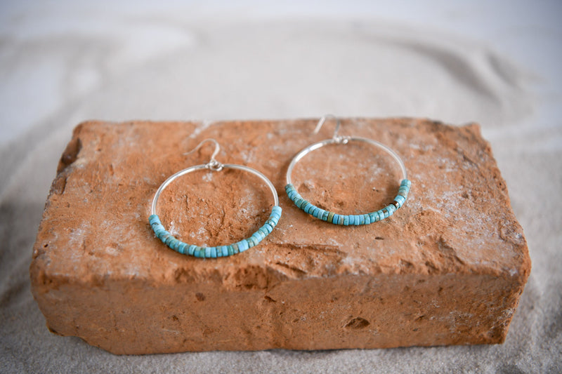 Far Out Silver Hoops in Sterling Silver Turquoise