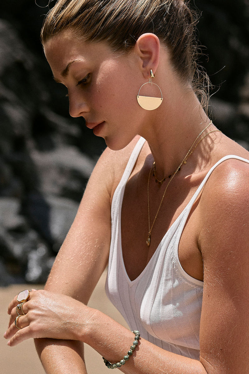 Desert Rose Gold Plated Half Moon Hoops