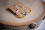 Teal & Cornflower Seed Bead Hoop Earrings