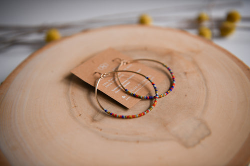 Gypsy Trail Seed Bead Gold Hoop Earrings