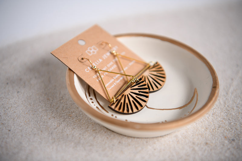 Flying Lotus Mandala Wood Earrings