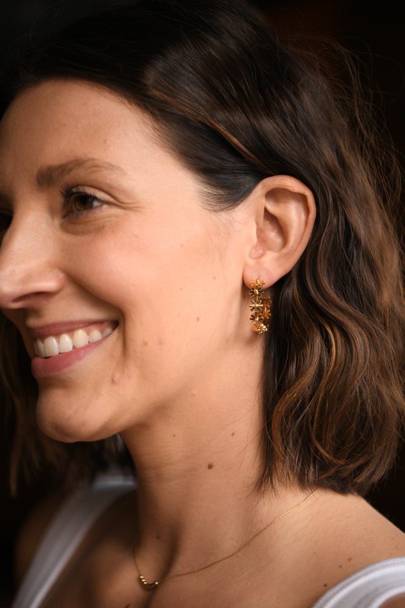 Moonlit Gold-Plated Floral Earrings