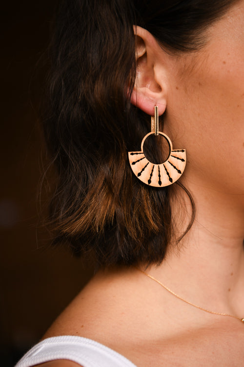 Golden Glow Boho Wood Earrings