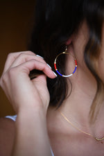 Patriotic Hoop Seed Bead Earrings