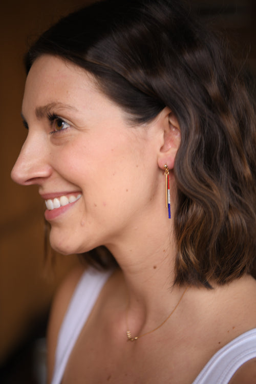 Patriotic Bar Drop Seed Bead Earrings