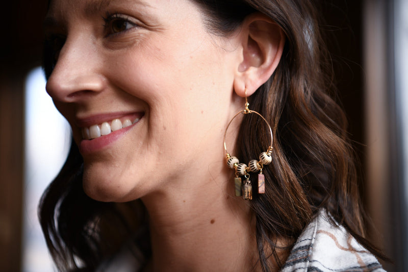 Vega Red Creek Jasper Daydreamer Boho Hoop Earrings