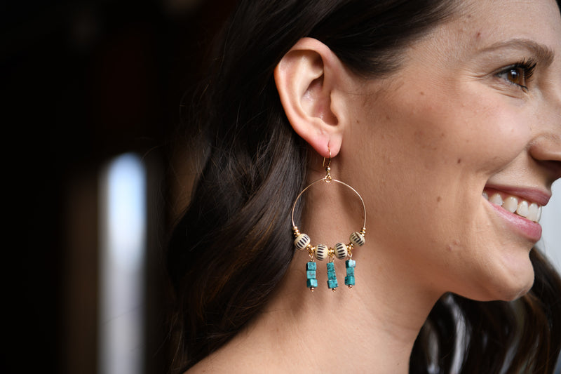 Vega Turquoise Daydreamer Boho Hoop Earrings