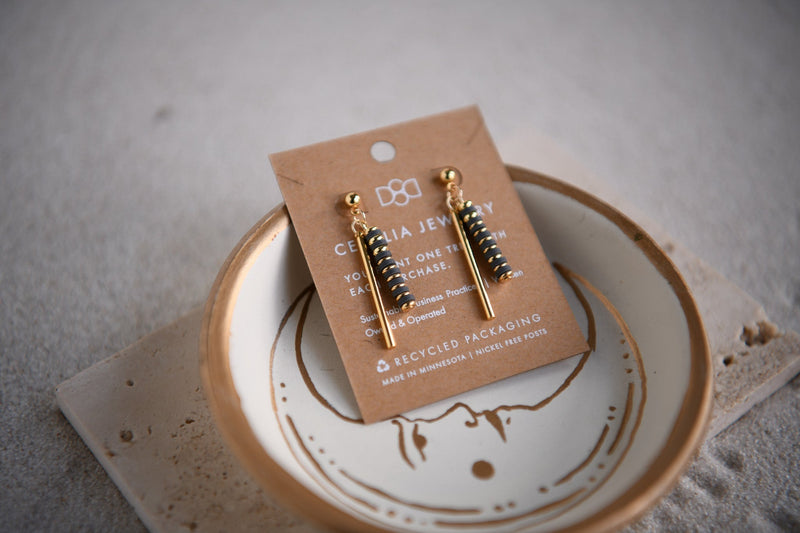 Elara Gold Bar Drop Earrings