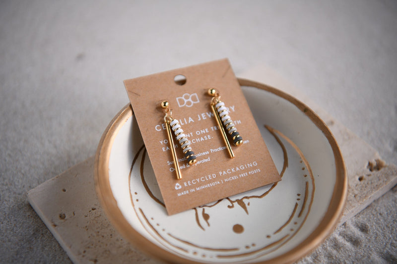 Elara Gold Bar Drop Earrings