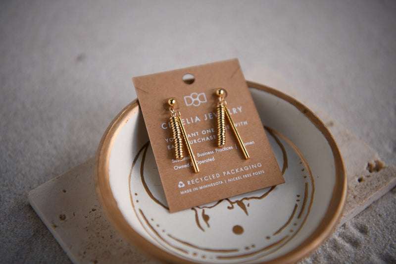 Elara Gold Bar Drop Earrings