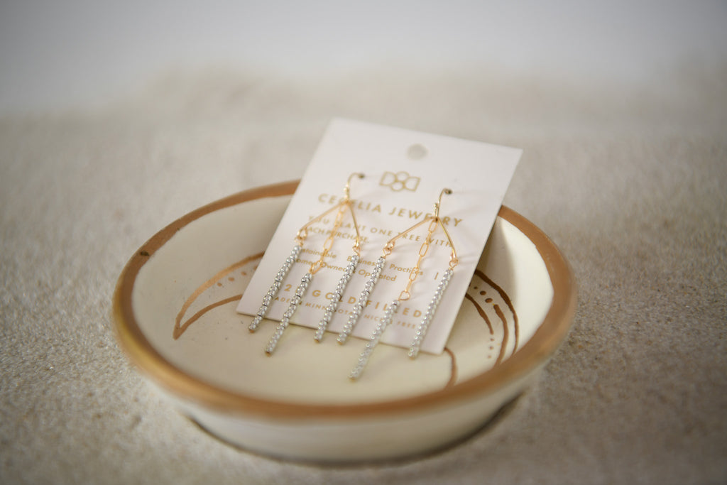 Desert Bloom Symmetrical Seed Bead Gold-Filled Earrings