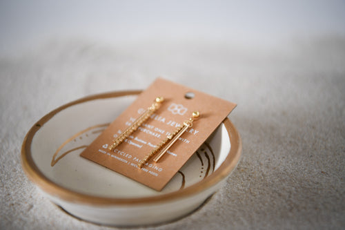 Bronze Seed Bead Bar Drop Earrings