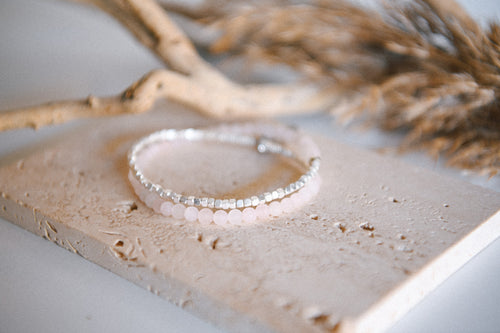 Gemstone Wrap Bracelet White Howlite with Faceted Silver Beads