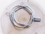 Triple Wrap Bracelet in Sterling Silver on Hematite