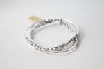 Triple Wrap Bracelet in Sterling Silver on Silver