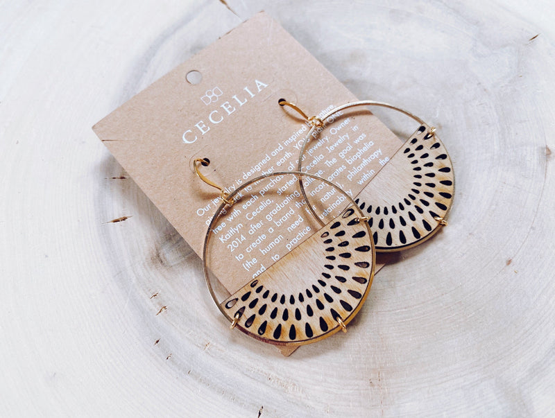 Half Moon Daisy Wood Earrings