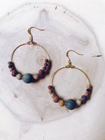 Symmetrical Gemstone Hoop Earrings in Picture Jasper