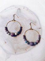 Symmetrical Gemstone Hoop Earrings in Picture Jasper