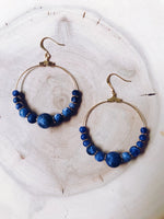 Symmetrical Gemstone Hoop Earrings in Blue Sodalite