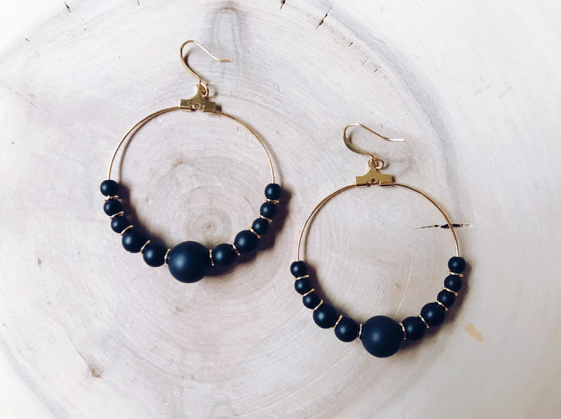 Symmetrical Gemstone Hoop Earrings in Picture Jasper