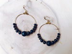 Symmetrical Gemstone Hoop Earrings in Blue Sodalite