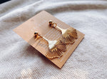 Filigree Gold Feather Pendant Earrings