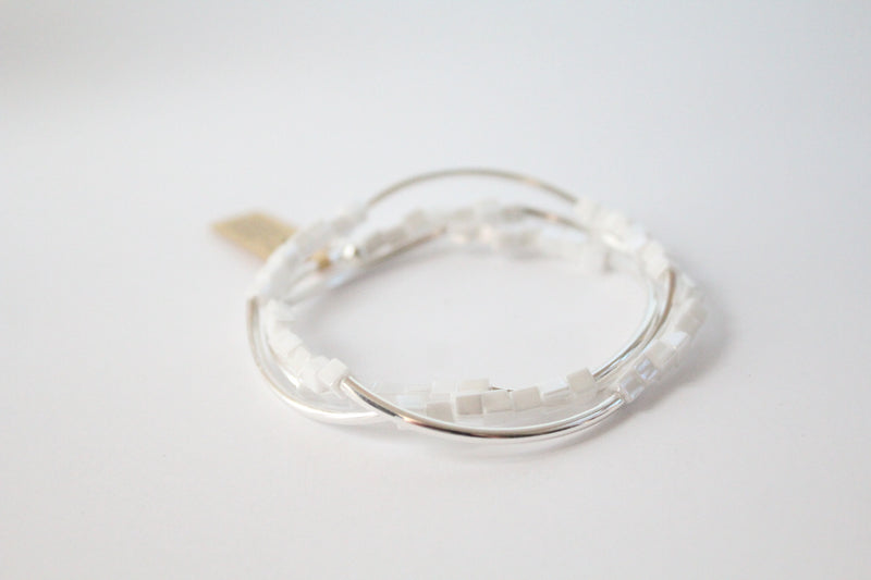 Shiny Silver Triple Wrap Bracelet