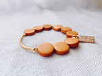 Wood Coin Bracelets with Gold Bar