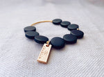 Wood Coin Bracelets with Gold Bar