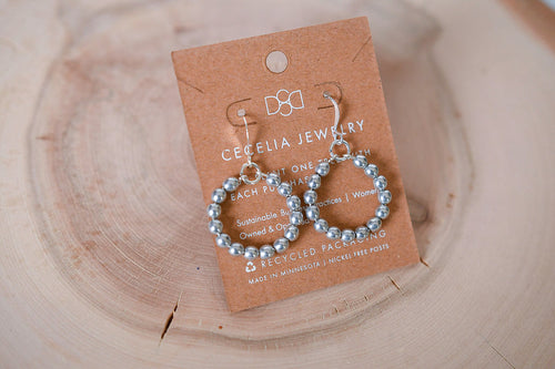 Small Beaded Hoops in Pearl