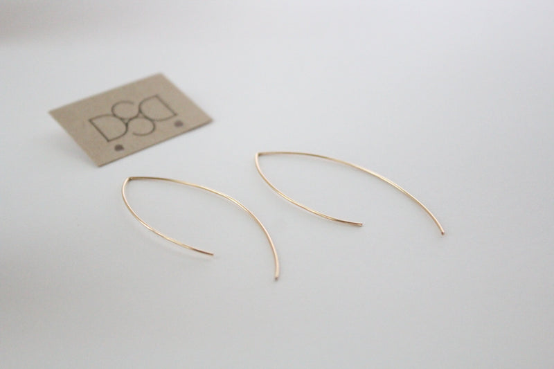 Wire Bent Earrings in Gold Filled Fish Style