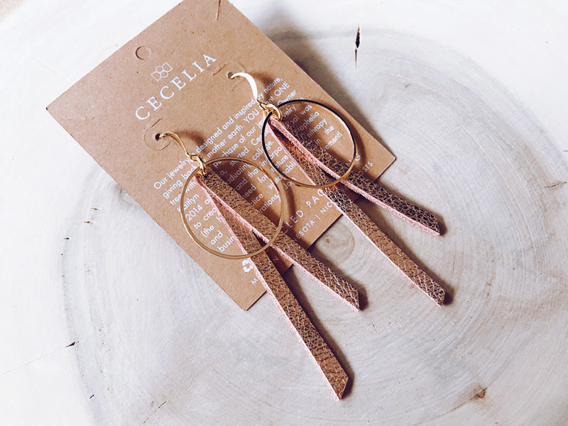 Cork Leather Tassel Earrings