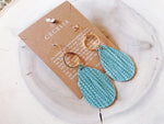 Small Teardrop Leather Earrings with Gold Hoop