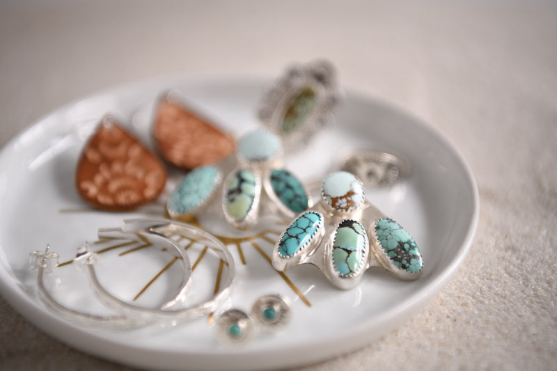 Sterling Silver Turquoise Sunline Wildflower Front and Back Earrings