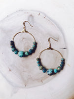 Symmetrical Gemstone Hoop Earrings in African Turquoise